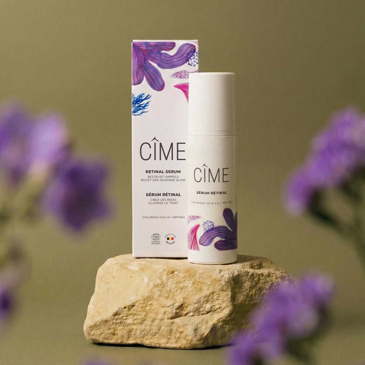 CÎME Honestly Aging Retinal Serum op natuursteen