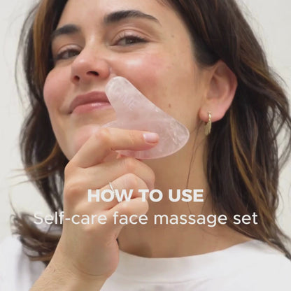 Self-care face massage set | Wild rose serum + Gua sha